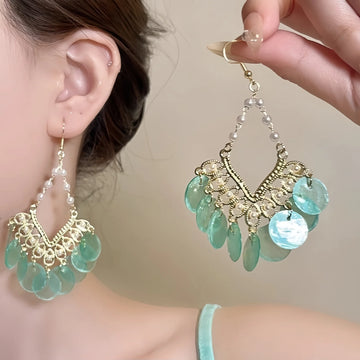 Daiiibabyyy  Women's Bohemian Vintage Sequins Earrings Beaded Dangle Statement Jewelry Gift